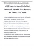 IAHSS Supervisor Manual (3rd edition) Instructor Presentation Exam Questions and Answers 100% Solved