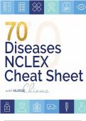 70 Diseases & Conditions NCLEX Cheat Sheet Book (100 Practice Questions) 20242025