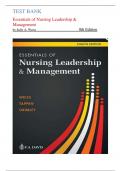 Test Bank for Essentials of Nursing Leadership & Management 8th Edition by Sally A. Weiss| 9781719649964| All Chapters 1-16| LATEST