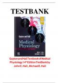 Test Bank For Guyton and Hall Textbook of Medical Physiology 14th Edition  by John E. Hall, Michael E. Hall ||Newest Update