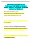 Introduction to Business and Technology APEX 3.6.2 Test Writing Formal Business Documents Questions  and Answers Graded A+