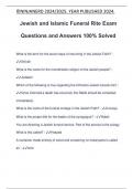 Jewish and Islamic Funeral Rite Exam Questions and Answers 100% Solved