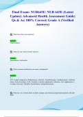 Final Exam: NUR643E/ NUR 643E (Latest 2024/ 2025 Update) Advanced Health Assessment Guide| Qs & As| 100% Correct| Grade A (Verified Answers)