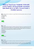 Midterm/ Final Exam: NUR643E/ NUR 643E (Latest 2024/ 2025 Update) Advanced Health Assessment Quiz Bank| Qs & As| 100% Correct| Grade A (Verified Answers)