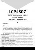 LCP4807 PORTFOLIO (ANSWERS) Semester 2 2024 - DISTINCTION GUARANTEED