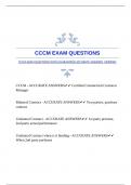 CCCM EXAM QUESTIONS WITH GUARANTEED ACCURATE ANSWERS |VERIFIED