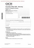 Actual 2024 OCR GCSE Religious Studies J625/02: Islam Beliefs and teachings & Practices MergedQuestion Paper + Mark Scheme