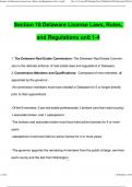 Delaware License Laws, Rules, and Regulations Unit 1-4 Section 16 Newest 2024 Questions and Answers Latest (2024 / 2025) (Verified Answers)