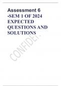 Assessment 6 -SEM 1 OF 2024  EXPECTED  QUESTIONS AND  SOLUTIONS