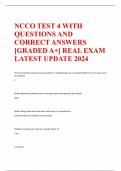 NCCO TEST 4 WITH QUESTIONS AND CORRECT ANSWERS [GRADED A+] REAL EXAM LATEST UPDATE 2024