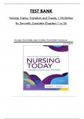 Test Bank For Nursing Today: Transition and Trends, 11th Edition By Zerwekh, Consists Of 26 Complete Chapters, ISBN: 978-0323810159