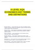 A-LEVEL AQA ECONOMICS KEY TERMS AND DEFINITIONS