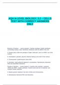 AQA A-LEVEL BIOLOGY. 3.2 – CELLS TEST WITH CORRECT ANSWERS ONLY