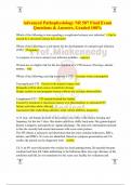 Advanced Pathophysiology NR 507 Final Exam Questions & Answers, Graded 100%