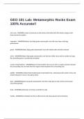 GEO 101 Lab: Metamorphic Rocks Exam 100% Accurate!!