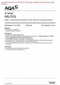 Actual 2024 AQA A-level POLITICS 7152/2 Paper 2 Government and politics of the USA and comparative politics Merged Question Paper + Mark Scheme