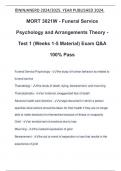 MORT 3021W - Funeral Service Psychology and Arrangements Theory - Test 1 (Weeks 1-5 Material) Exam Q&A 100% Pass