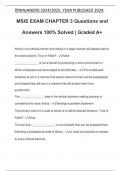 MSIS EXAM CHAPTER 3 Questions and Answers 100% Solved | Graded A+