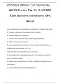 NCLEX Practice EX4: Ch 19 HIV/AIDS Exam Questions and Answers 100% Solved