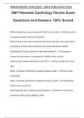 NNP Neonatal Cardiology Review Exam Questions and Answers 100% Solved