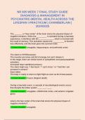 NR 605 WEEK 7 FINAL STUDY GUIDE DIAGNOSIS & MANAGEMENT IN PSYCHIATRIC-MENTAL HEALTH ACROSS THE LIFESPAN I PRACTICUM | CHAMBERLAIN | 2024/2025