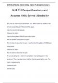 NUR 310 Exam 4 Questions and Answers 100% Solved | Graded A+