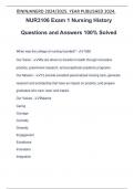 NUR3106 Exam 1 Nursing History Questions and Answers 100% Solved