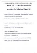 NURS 115 EXAM 4 Questions and Answers 100% Solved | Rated A+