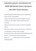 NURS 299 Nutrition Exam 2 Questions with 100% Correct Answers