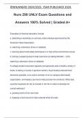 Nurs 299 UNLV Exam Questions and Answers 100% Solved | Graded A+