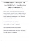 Nurs 310 HESI Review Exam Questions and Answers 100% Solved