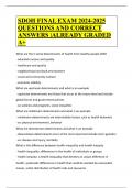 SDOH FINAL EXAM 2024-2025 QUESTIONS AND CORRECT ANSWERS |ALREADY GRADED A+