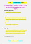 Texas Irrigator License Study Guide Questions and Answers (Rated  100%)