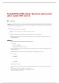 ACCOUNTING CORE 2 Quiz 2 Questions and Answers Latest Update 100% Correct