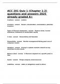 ACC 201 Quiz 1 (Chapter 1-2) questions and answers 2025 already graded A+