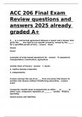 ACC 206 Final Exam Review questions and answers 2025 already graded A+