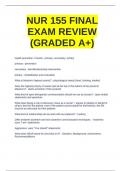 NUR 155 exam questions with correct answers and verified explanations