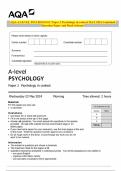 AQA A-LEVEL PSYCHOLOGY Paper 2 Psychology in context MAY 2024 Combined Question Paper and Mark Scheme