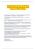  PA Appraisal License 16-20 Auto Physical Damage Questions And Answers 100% Verified.