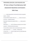 PF Intro to Diesel Truck Mechanics Self Assessment Questions and Answers 100% Pass