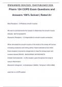 Pharm 124 COPD Exam Questions and Answers 100% Solved | Rated A+