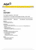 AQA AS HISTORY The English Revolution, 1625–1660 Component 2E The origins of the English Civil War, 1625–1642 MAY 2024 Combined Question Paper and Mark Scheme