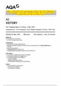 AQA AS HISTORY The Transformation of China, 1936–1997 Component 2P The emergence of the People’s Republic of China, 1936–1962 MAY 2024 Combined Question Paper and Mark Scheme