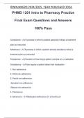 PHMD 1201 Intro to Pharmacy Practice Final Exam Questions and Answers 100% Pass