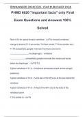 PHMD 6020 "important facts" only Final Exam Questions and Answers 100% Solved