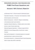 PHMD Final Exam Questions and Answers 100% Solved | Rated A+