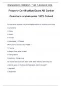 Property Certification Exam AD Banker Questions and Answers 100% Solved