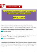 NR546 / NR 546 Final Exam (2024 / 2025): Advanced Pharmacology Psychopharmacology for the Psychiatric-Mental Health Nurse Practitioner, Expected Questions with Verified Answers- Chamberlain