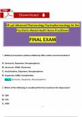 NR546 / NR 546 Final Exam (2024 / 2025): Advanced Pharmacology Psychopharmacology for the Psychiatric-Mental Health Nurse Practitioner, Expected Questions with Verified Answers- Chamberlain