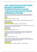 WGU C909 EXAM ELEMENTARY READING METHODS & INTERVENTIONS OA EXAM   2024 EXAM QUESTIONS WITH VERIFIED ANSWERS  